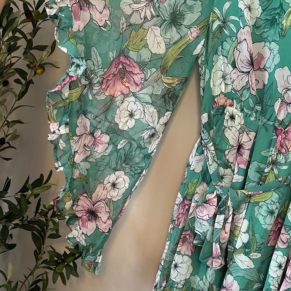 The Clothing Company Floral Teal and Pink Mini Dress - Picture 6 of 9